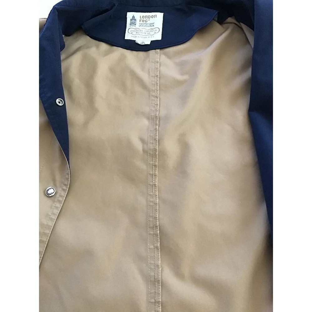 VTG London Fog Size 12 Tan & Navy Blue Raincoat Jacket Boat Vacation Utility - Picture 15 of 15